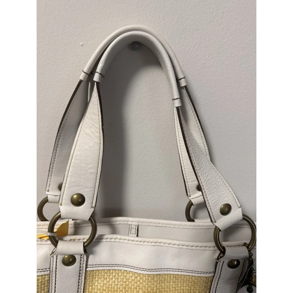 Y2k Coach Legacy  Woven Tote Zip Top Buckle Accent Inner/Outer Pockets Gold